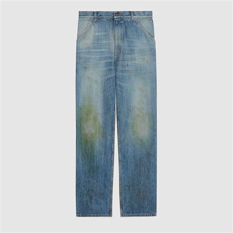 gucci grass stain pants|Gucci is selling denim overalls with grass ‘stain effect’ for $1,400.